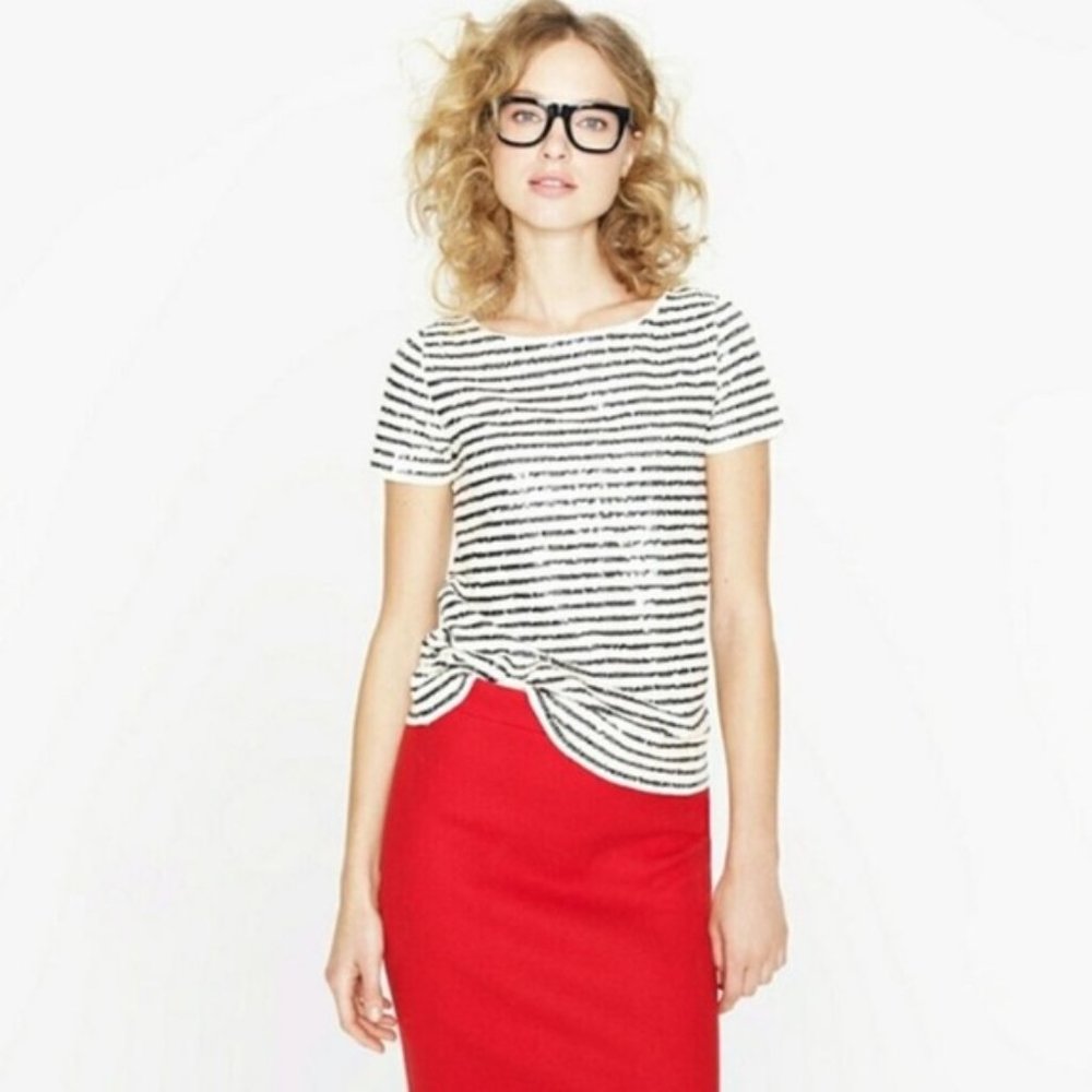 J. Crew Sequin Stripe City Tee, XXS